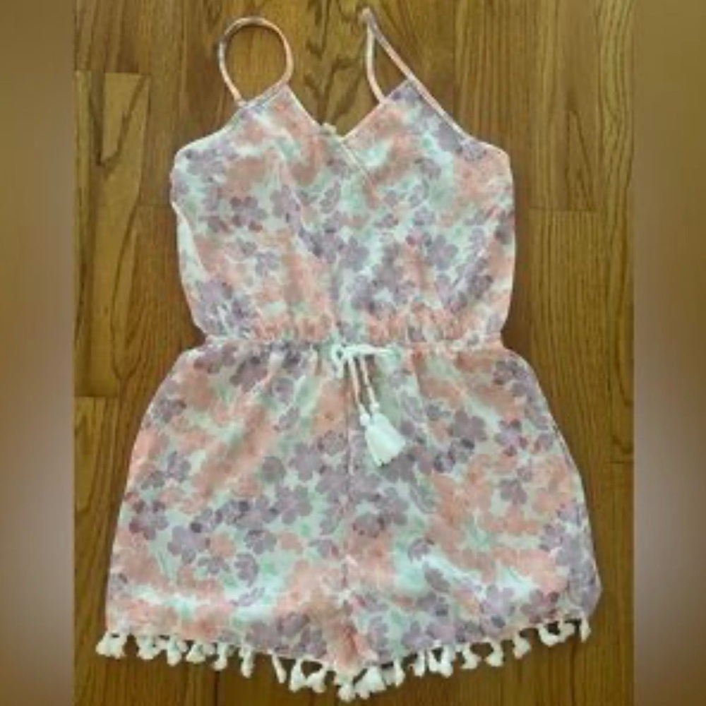 Girls Miken Swim coverup Floral Romper Pink Lavender